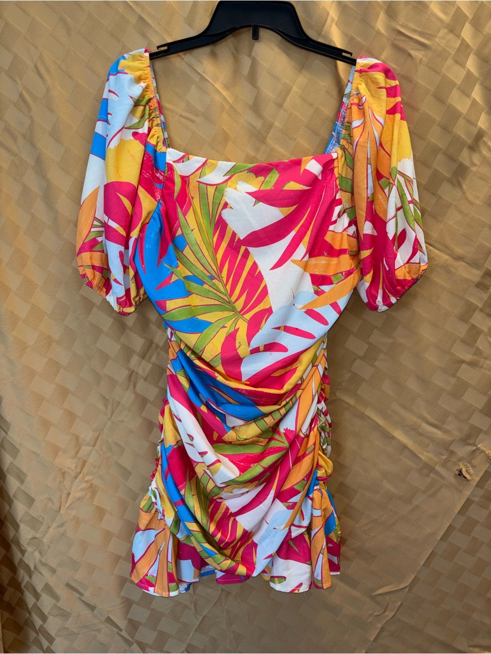 Flying Tomato Pink and Yellow Tropical Mini Dress